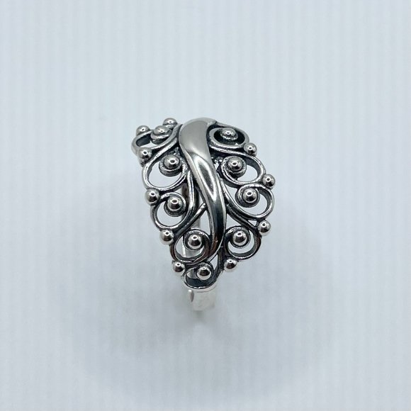Large Swirl Leaf Bead Sterling Silver Ring, Leaf Ring, Swirl Ring, Silve Ring - Picture 12 of 12